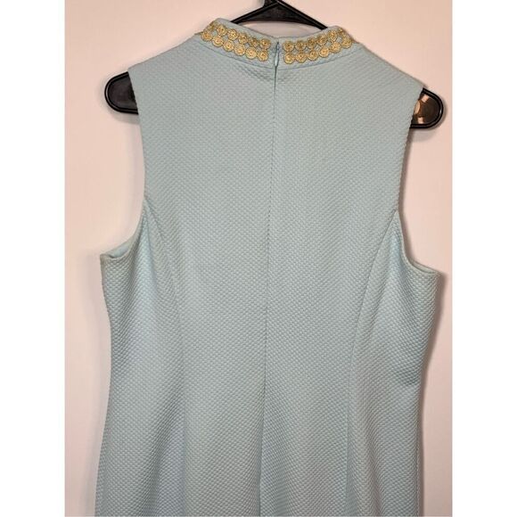 Papagallo Women's Blue Knee Length Split Neck Lined Sheath Dress Blue Size 10 - Picture 4 of 9